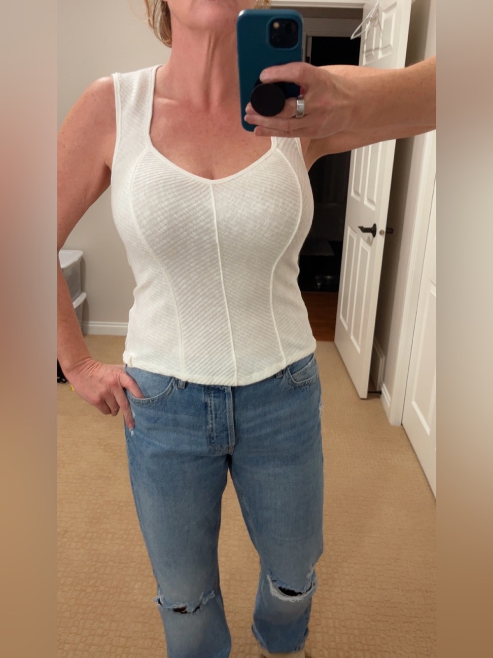 NEW! Free People Cream Ribbed Tank Top